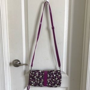 Vera Bradley Crossbody Wristlet in Plum Petals